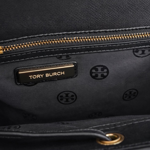 Tory Burch Lily Mini Backpack in Black/Light Oak color gold hardware. NEW - Picture 7 of 8